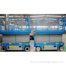 Self-propelled scissor fork lift aloft working platform